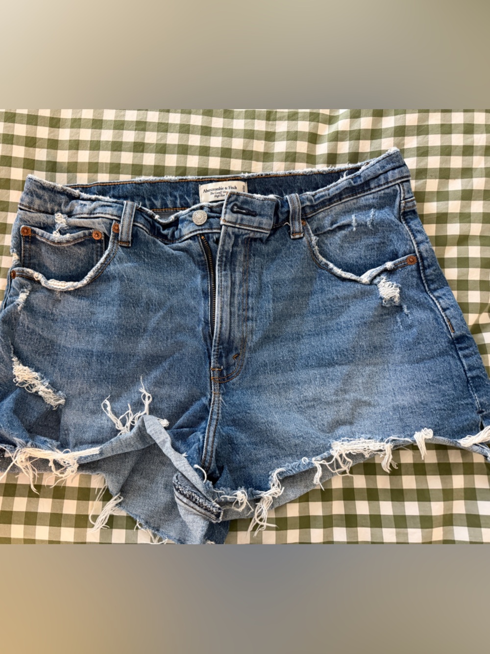 Abercrombie & Fitch Distressed Light Blue Denim Shorts